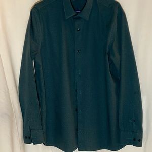 Men’s Casual Shirt, Green w/Blue Dots